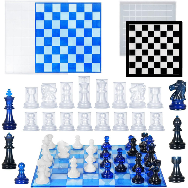 Cross-Border Wholesale International Chess Resin Silicone Mold Crystal Resin DIY Three-Dimensional Chess Pieces and Board Ornaments Cross-Border Wholesale International Chess Resin Silicone Mold Crystal Resin DIY Three-Dimensional Chess Pieces and Board Ornaments