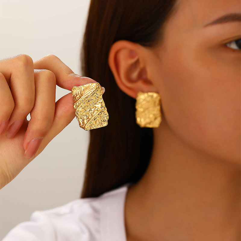 Holiday, Daily Occasion 1 Pair Basic Modern Style Classic Style Geometric Plating Pleated Titanium Steel Ear Studs