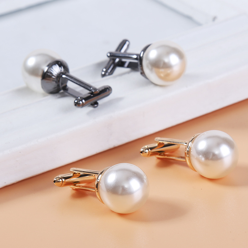 AliExpress Amazon new round studded pearl Cufflinks men's shirt suit Cufflinks