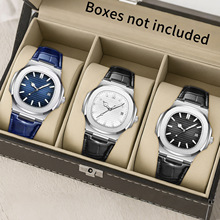 跨境圆形石英手表男士商务大气男款正品男表合金日本机械日历士表