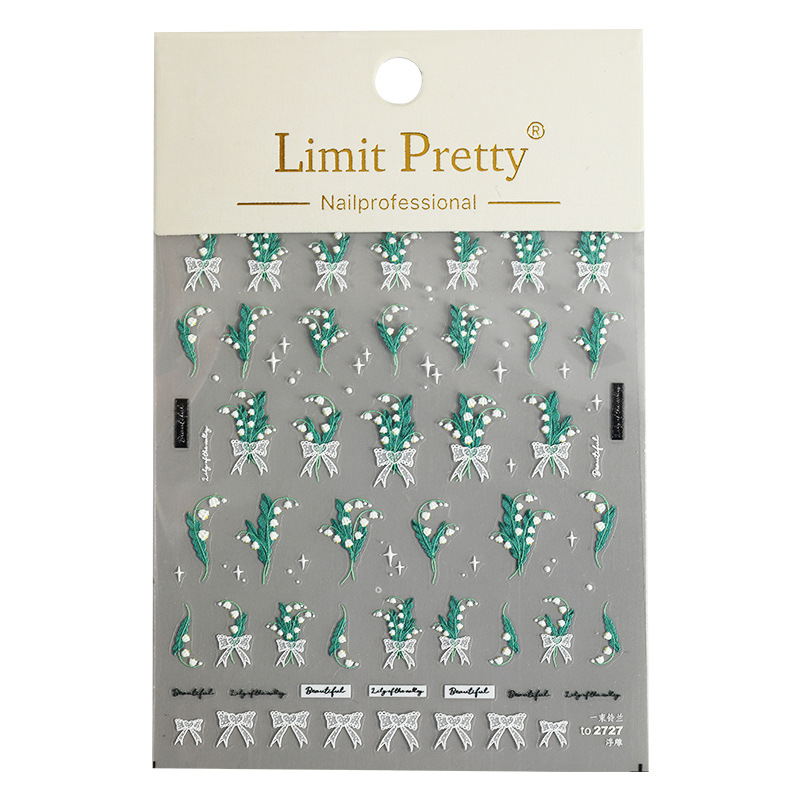 Tulipán uñas alivio pegatinas 2023 nueva celebridad en línea de encaje conejo uñas decoraciones 3D 3D calcomanías