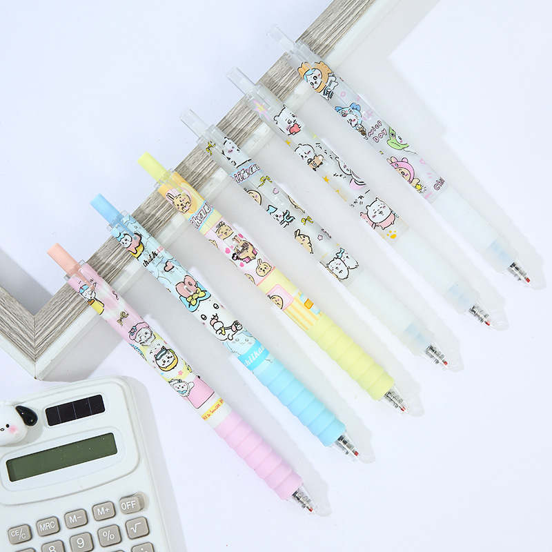 Limited Chiikawa nubes de dibujos animados de alto valor de cara pulsar bolígrafo de movimiento 0.5st velocidad de cepillo seco bolígrafo neutro bolígrafo negro