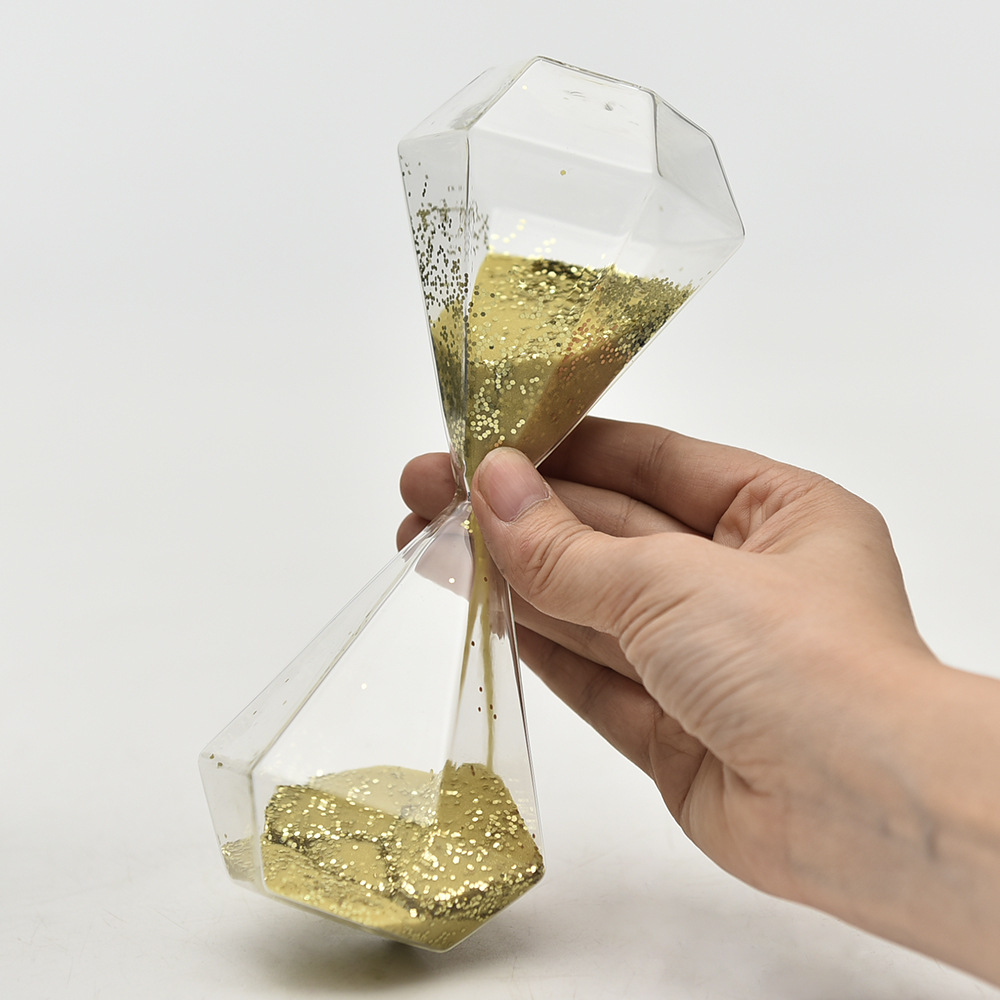 Dorado creativo diamante vidrio reloj de arena temporizador adornos para el hogar decoración de escritorio regalo artesanía de vidrio
