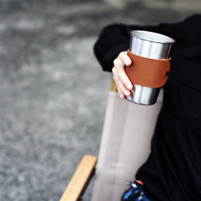 Spot 304 taza de café de acero inoxidable regalo hecho a mano funda de cuero PU juego de cafetera olla de mano Mocha simple