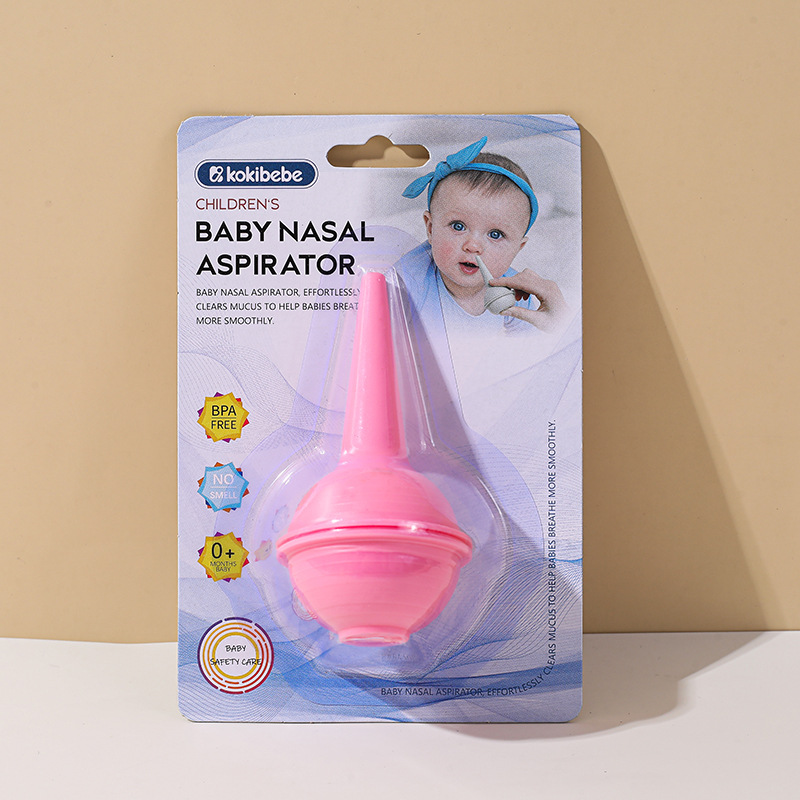 Embalaje en inglés Bola de succión nasal TPE Bebé Limpiador nasal de presión manual Recién nacido Bola de succión nasal fría al por mayor