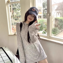 韩系波点休闲长袖T恤女2026春秋新款圆领宽松显瘦打底衫百搭上衣