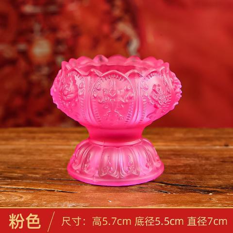 莲花灯烛台家用供灯佛前圣莲琉璃长明灯座酥油灯底座七彩玻璃灯座|undefined