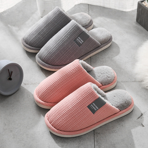 Men's Cotton Slippers Winter Indoor Home Use Soft Sole Thick Plush Slippers Warm Wholesale Bulk
