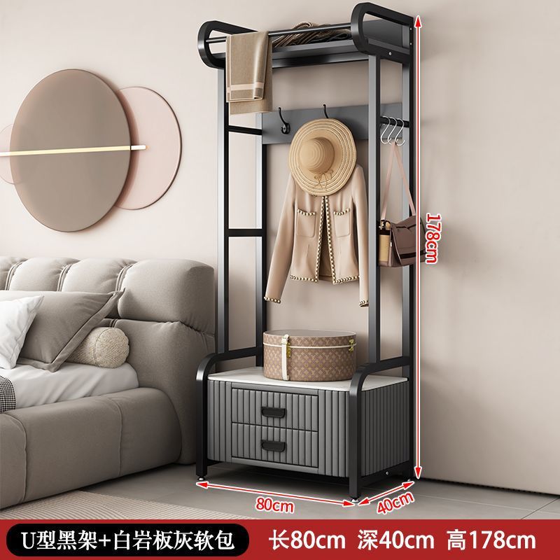 Dormitorio vertical percha de ropa bolsa suave percha de ropa casera de cuero real percha de ropa de piso percha de ropa gabinete de almacenamiento multifuncional image 11