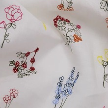 多色小洋花棉府绸刺绣布料全棉刺绣布料