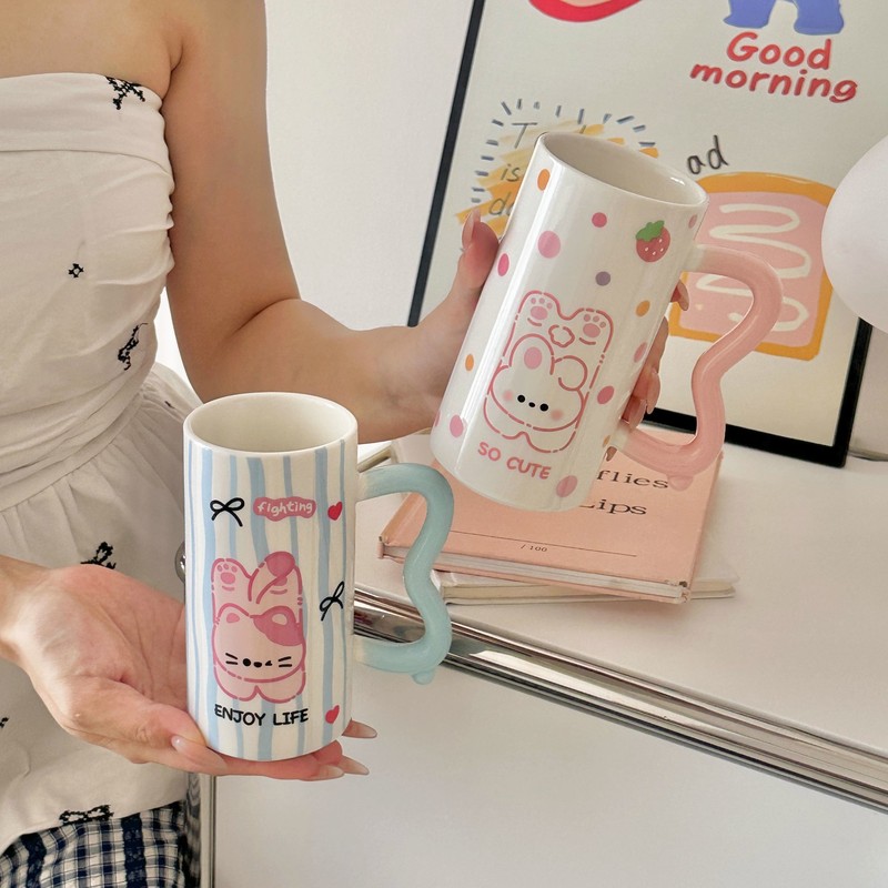 可爱萌宠陶瓷水杯马克杯子女生办公室咖啡早餐牛奶杯实用生日礼物|undefined
