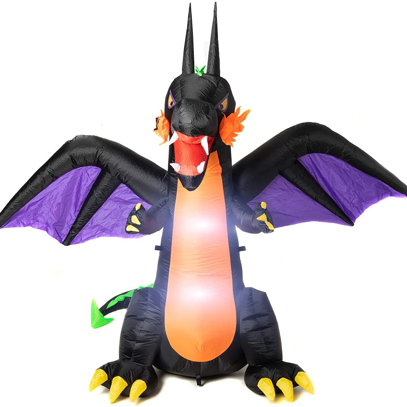 万圣节充气户外装饰 6 英尺龙带 LED 灯庭院充气恐龙,带鼓风机