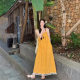 Lazy and Relaxed Yellow Tassel Sling White dress Seaside Holiday Elegant Long Dress Beautiful Beach Dress for Summer
