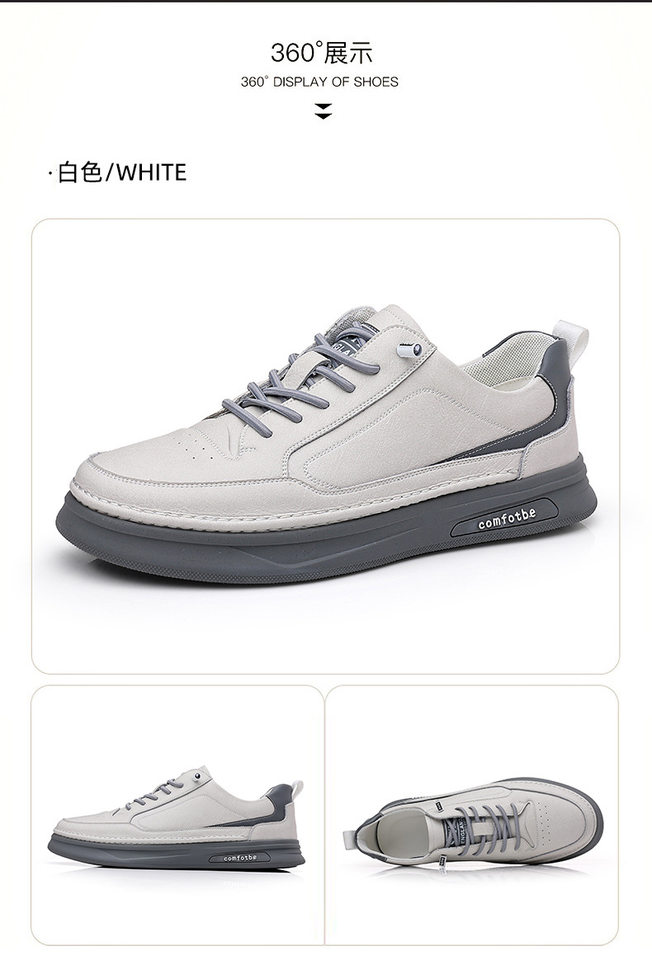 Giày sneaker nam da bò thật đế dày, giày thể thao đa năng phối đồ hợp xu hướng — PZ6018 màu trắng, PZ6018 màu đen chi tiết 24