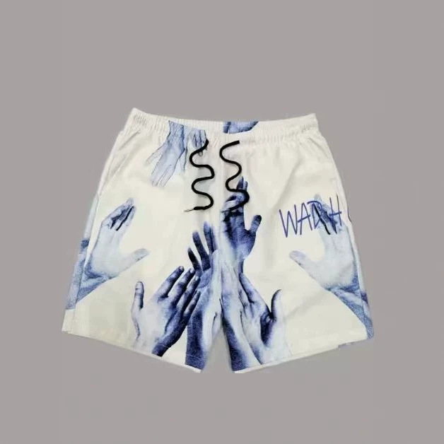 Cross-Border 3D Printed American-Style Summer Graffiti Print Shorts, Loose High Street New Style Men's Shorts with Lettering