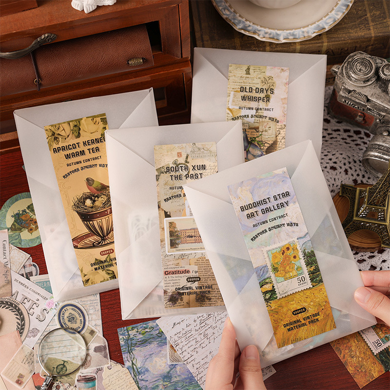 Otoño contrato libro serie retro material traje DIY diario decorativo pegatinas retro mensaje nota papel