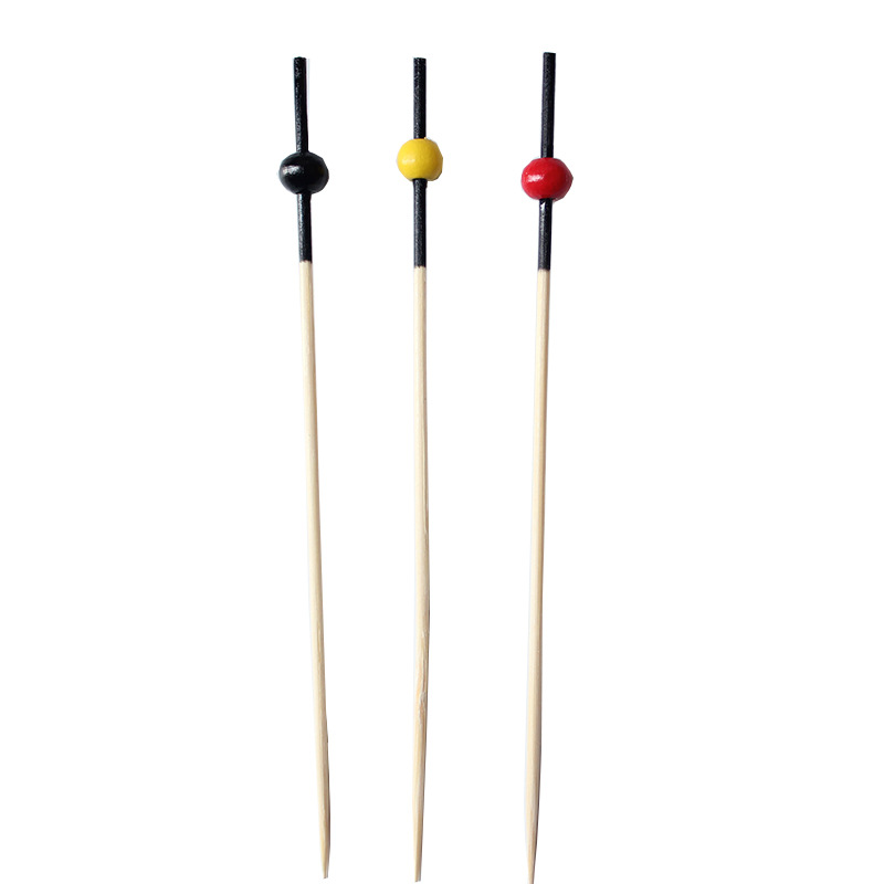 100 unids/bolsa fábrica creativa negro varilla amarillo rojo verde negro bola perlas fruta palo desechable al por mayor fruta tenedor Comercio exterior orden
