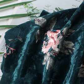 加工定制 钻石绒印花面料 经编天鹅绒布料现货加厚秋冬印花女装布