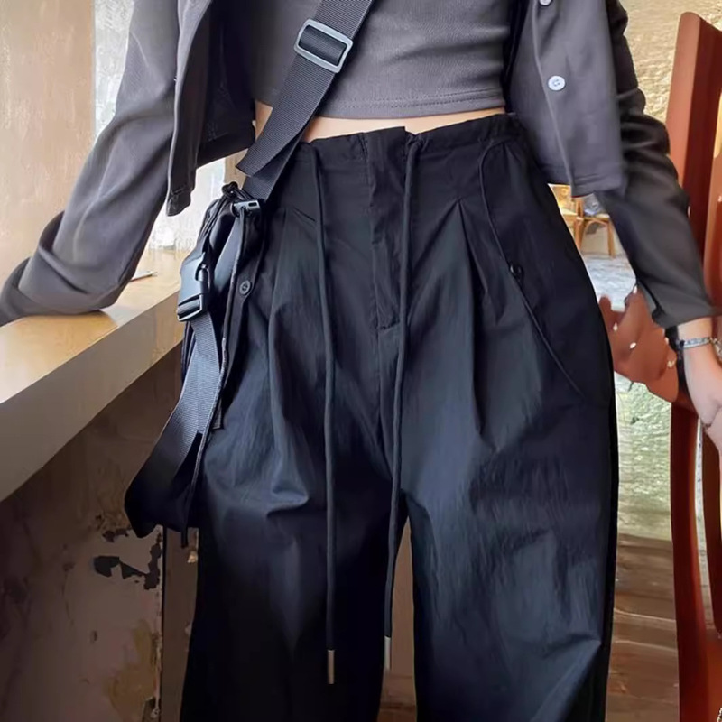 American Quick-Drying Cargo Pants for Women Summer 2025 New High-Waist Parachute Pants Casual Wide-Leg Pants Sports Pants Charge