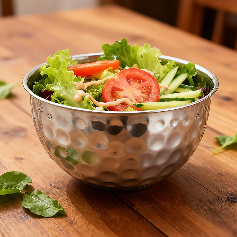 厨房不锈钢锤印果盘打蛋盆锤点洗菜盆锤纹沙拉盆揉面盆水果碗用品