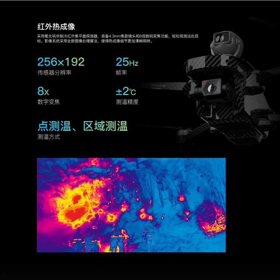 红外热成像载重救援勘测巡防折叠小型双光镜头带屏遥控器无人机
