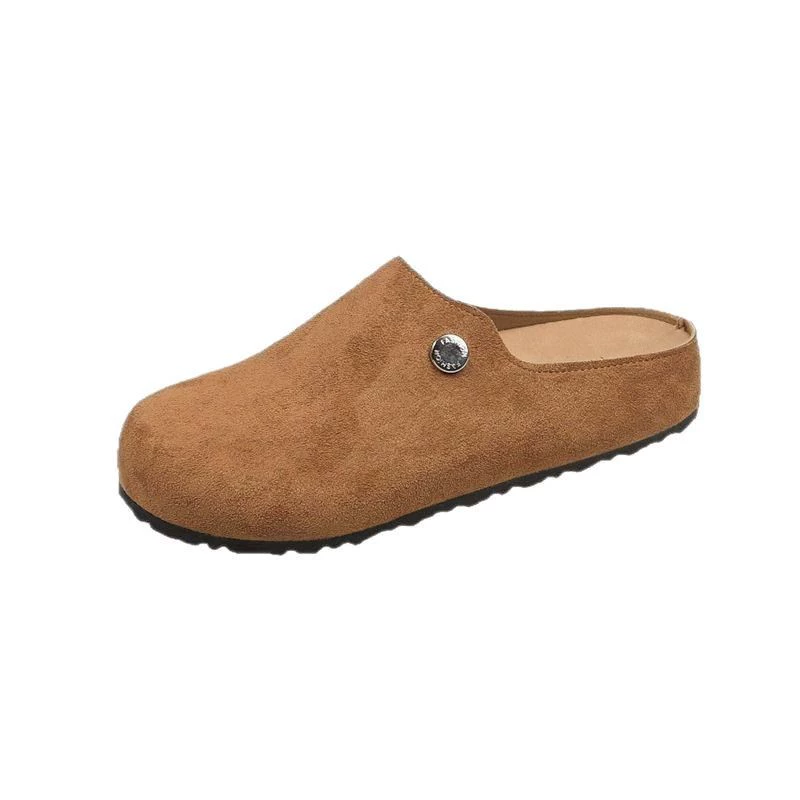 Женщины в стиле полудрагоценностей Баотоу носят туфли Birkenstock с перфорацией на одной ноге, ретро-тапочки с ленивыми ступнями, весна-осень 2025 года, новые универсальные туфли