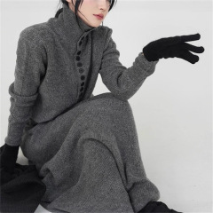 针织高领套装女2025秋冬新款慵懒风高级感半身裙＋高领毛衣两件套