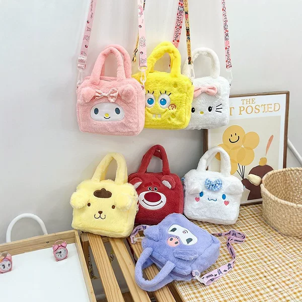 Cinnamon Dog's New Kuromi Cartoon Crossbody Bag, Cute Lunch Box Bag, Girl's Plush Handbag, Shoulder Bag