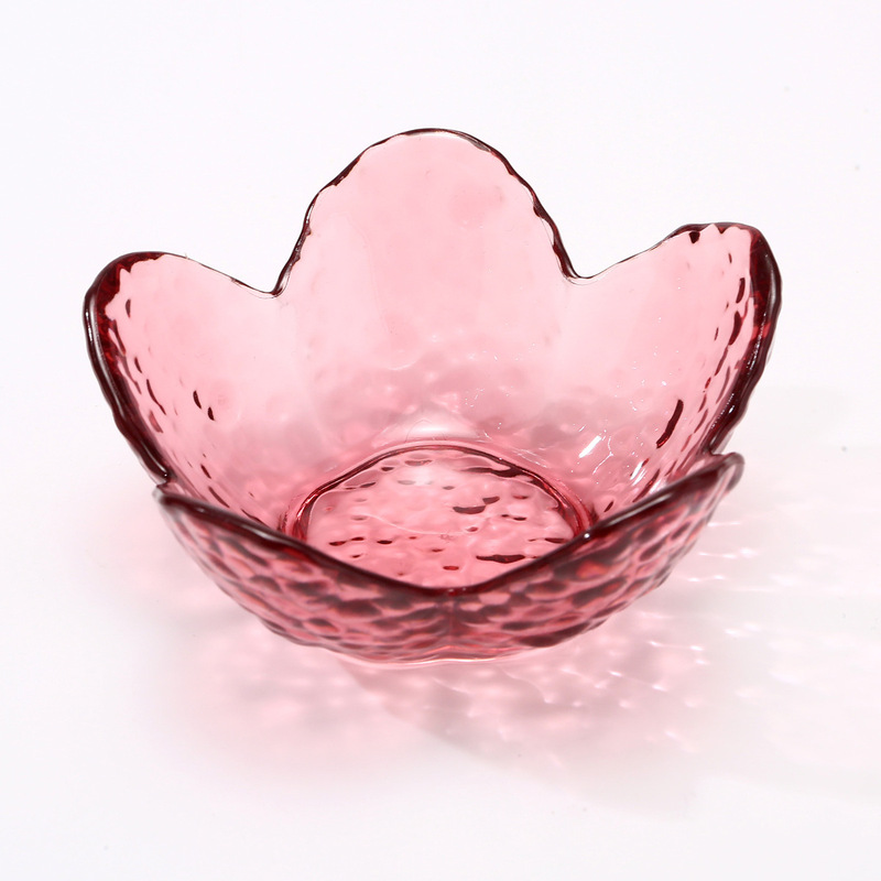 クリエイティブな透明な槌目桜ディップソース醤油小皿花びらピンクガラス調味料ディップソース調味料皿|undefined
