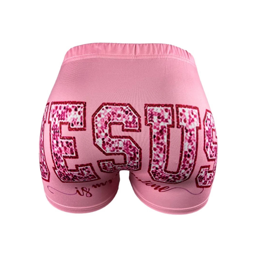 Fuchsia knitted shorts, leggings