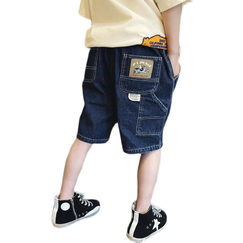 Boys' Denim Shorts Summer Thin 2025 New Kidsren's Five-Point Pants Soft Filet Cat Medium and Large Kidsren