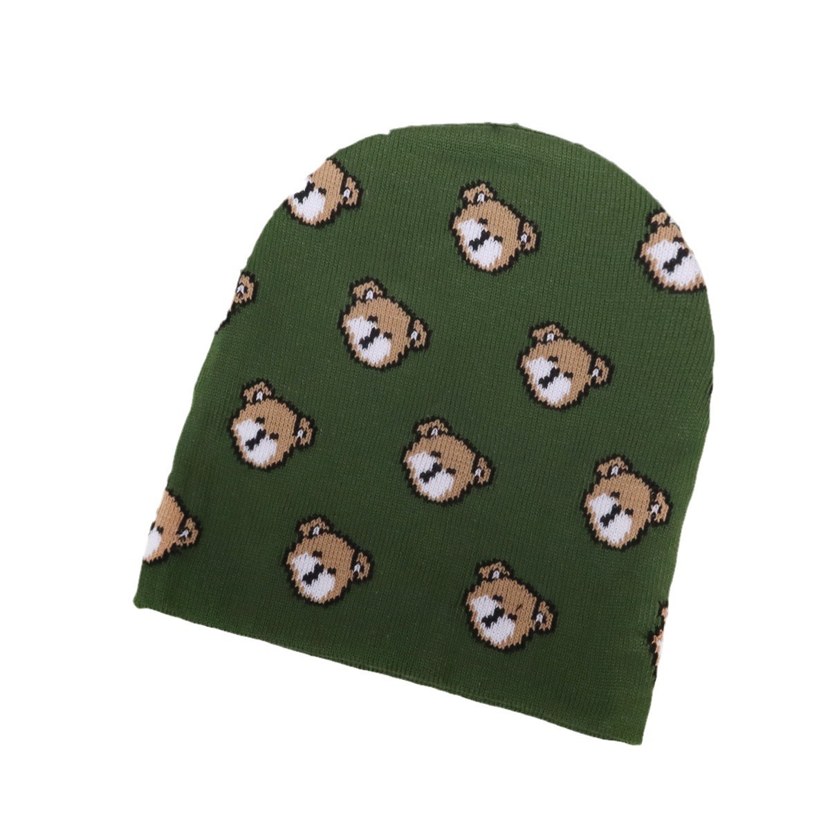 Sweet and cute bear pattern knitted hat men and women outdoor riding warm_voghion.com