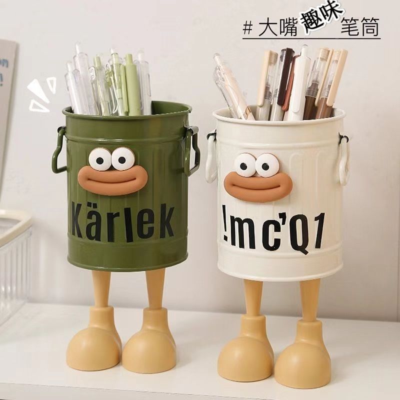 Portalápices de estilo caricaturesco de gran capacidad para escritorios de estudiantes y oficinas, bonito, sencillo, retro, con gran capacidad de almacenamiento.