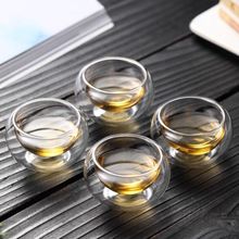 真空玻璃茶杯双层隔热杯加厚一套6只装透明酒杯家用功夫茶具
