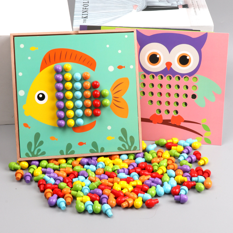 Creativo 184 juguete de uñas de setas rompecabezas educativo tablero combinación kindergarten regalo Qiaoqiao uñas rompecabezas de madera