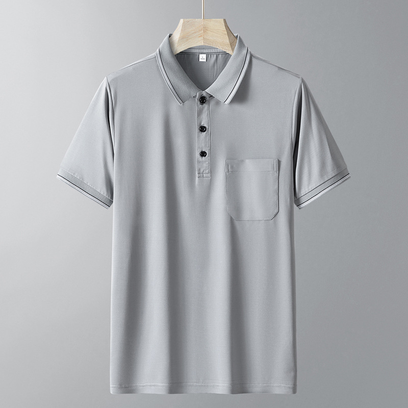 Verano hombre de mediana edad camiseta de manga corta de secado rápido con solapa comercial polo camiseta hombre media manga suelta papá abuelo ropa