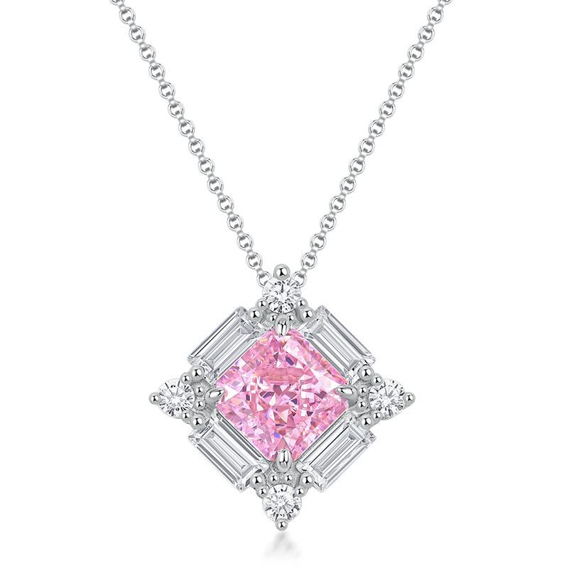 Diseño de industria pesada de minería en caliente transfronteriza Collar de diamantes de alto carbono con corte de flores de hielo Mujer S925 con incrustaciones de plata, cadena de clavícula de moda de diamantes, personalización
