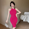 Southeast Asian Sexy Tank Top Skirt Design Sense Hanging Neck Wrap Hip Knitted Dress