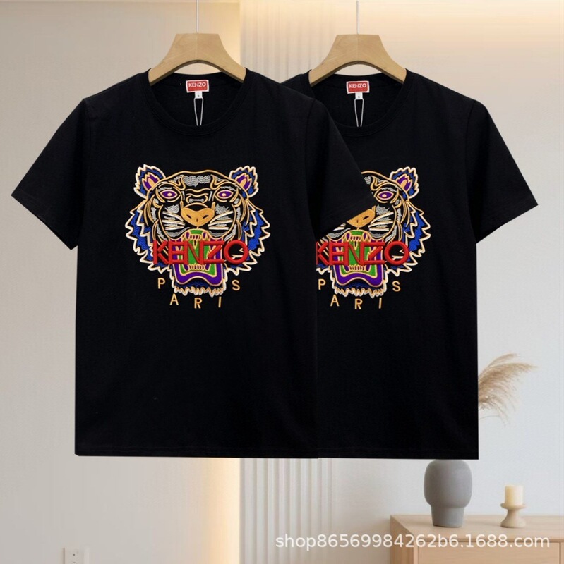 Cross-Border Exclusive Supply of Trendy Brand New Tiger Head Print Loose Casual Fashion Versatile Pure Cotton Round Neck T-Shirt for Men and Women P Cross-Border Exclusive Supply of Trendy Brand New Tiger Head Print Loose Casual Fashion Versatile Pure Cotton Round Neck T-Shirt for Men and Women P