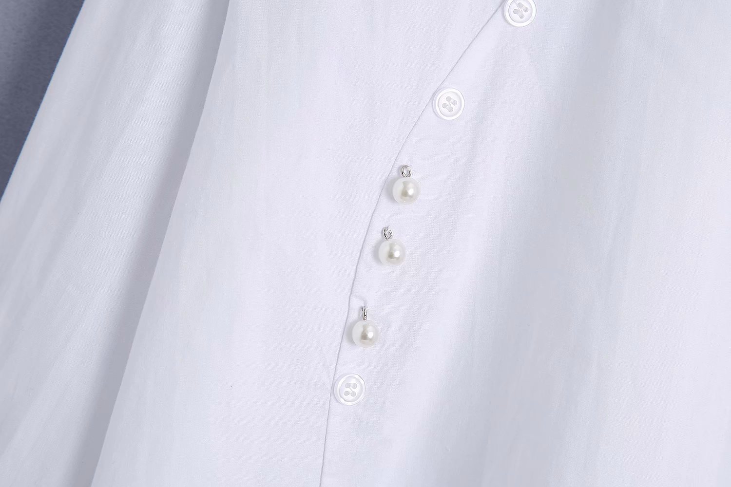 lapel long sleeve white shirt NSAM48693