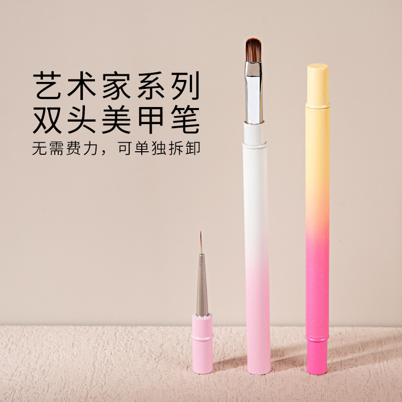 Artist Series double-headed nail brush replaceable brush drawing line phototherapy large square round head nail salon special Artist Series double-headed nail brush replaceable brush drawing line phototherapy large square round head nail salon special