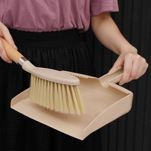 Wooden handle mini brush small broom with engraving floor sofa desktop cleaning small broom dustpan combination set