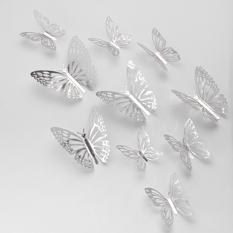Manufacturer Wholesale 3D Stereo Home Background Wallpaper Metal Texture Hollow Gold Butterfly Decorative Wall Stickers_voghion.com