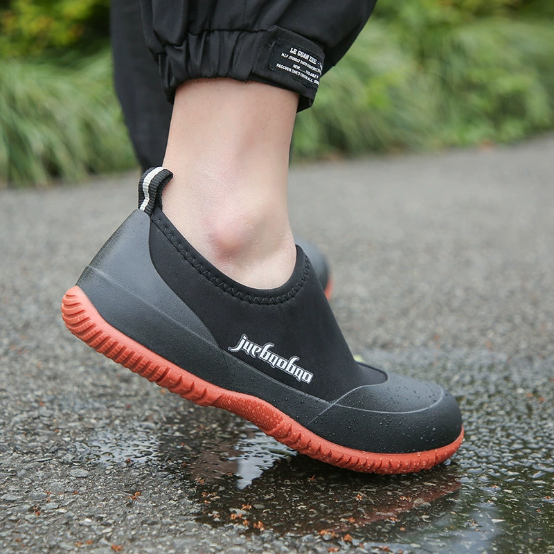 Высококачественные модные легкие резиновые сапоги с глубоким вырезом, мужские резиновые сапоги, водонепроницаемая нескользящая уличная обувь для воды, обувь для прогулок, мужские короткие ботинки