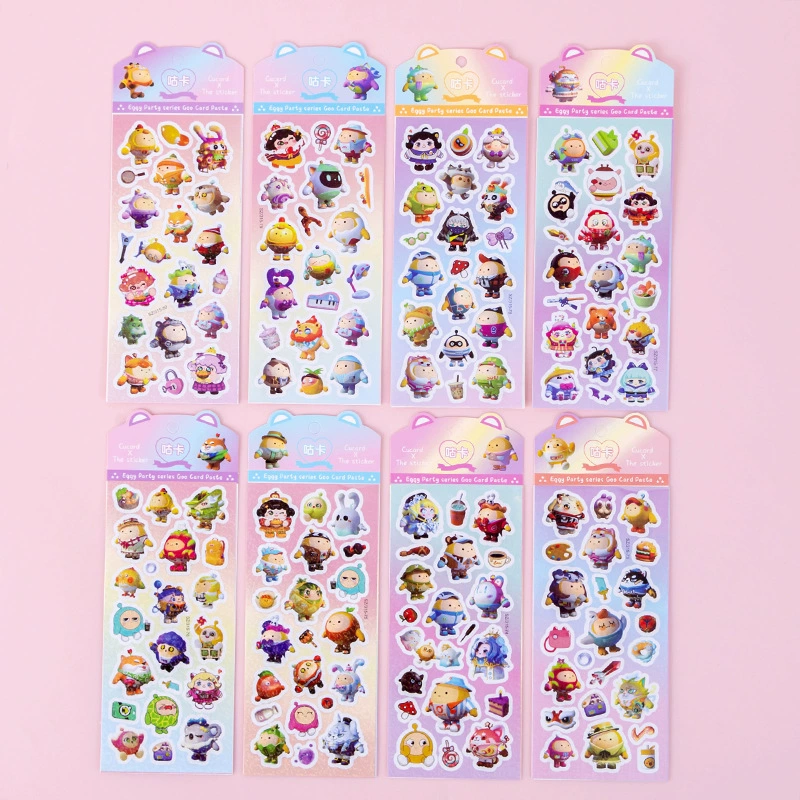 Наклейки для парирования Egg Party Goo Card Лазерные мультяшные милые DIY украшения журнала Водонепроницаемые наклейки из материала оптом.
