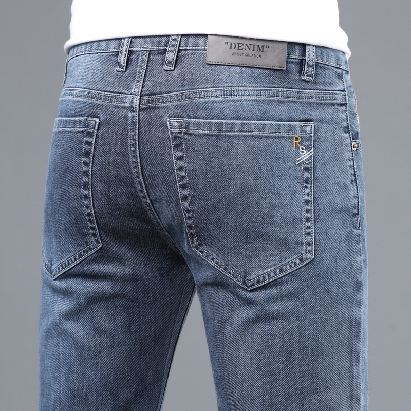 Summer Style Men's Jeans, Trendy Slim Fit, Stretchy, Straight-Leg, Thin, Comfortable, Soft, Mid-Waist Denim Pants for Men Summer Style Men's Jeans, Trendy Slim Fit, Stretchy, Straight-Leg, Thin, Comfortable, Soft, Mid-Waist Denim Pants for Men