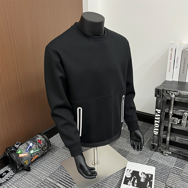 2025 New Autum Men's Heavyweight 360g Round Neck Sweatshirt Sports Casual Trendyy Pure Black High-Quality Top 2025 New Autum Men's Heavyweight 360g Round Neck Sweatshirt Sports Casual Trendyy Pure Black High-Quality Top