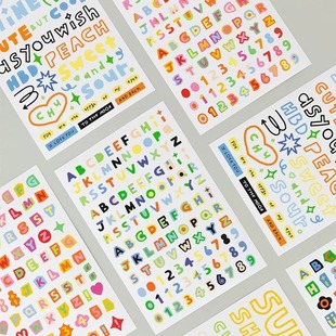 South Korea livework color graffiti alphanumeric traceless removable stickers hand account photo goo card decoration 6