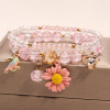 Cute fresh crystal bracelet, flowered, Korean style, simple and elegant design, internet celebrity