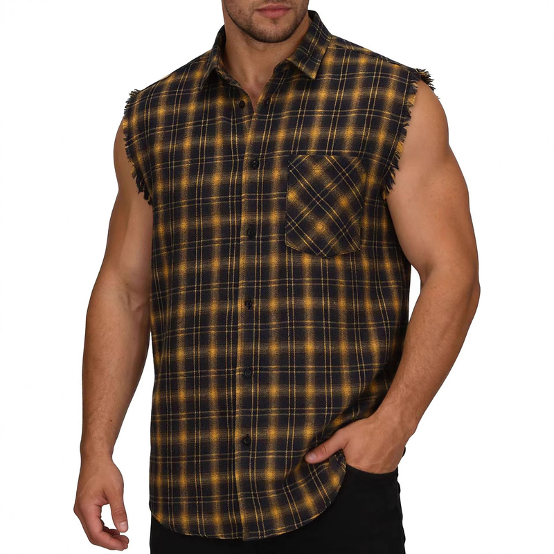 Plus-Size Men's Sleeveless Shirt, European and American Style, Vintage Casual Men's Shirt, Summer Breathable Comfortable Top